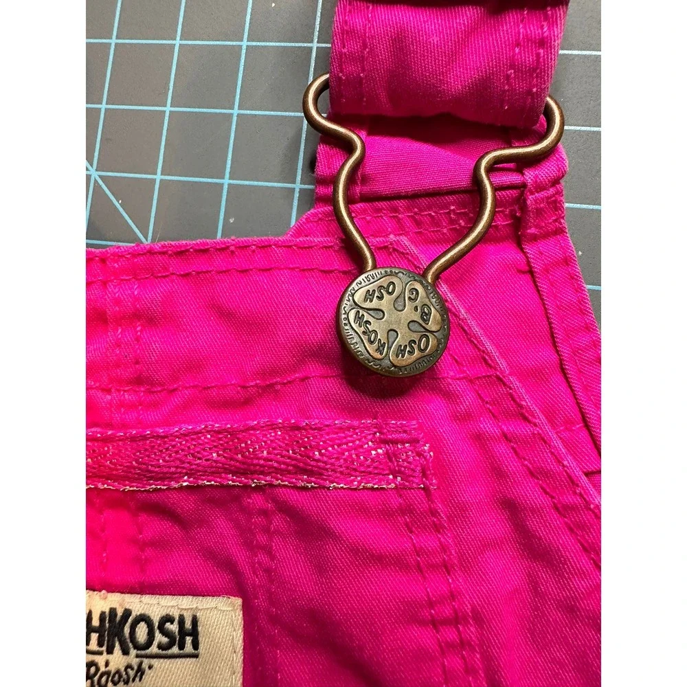 OshKosh Bgosh Pink Jean Overall Romper Jumper Dress 3M Fuchsia Vestbak